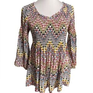 Spense Colorful Geometric Print Blouse